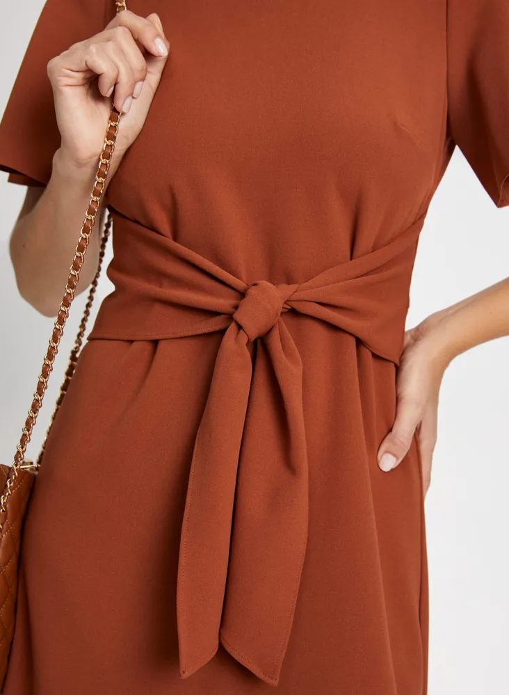 Flutter Sleeve Tie Waist Dress