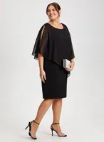 Cold Shoulder Chiffon Poncho Dress