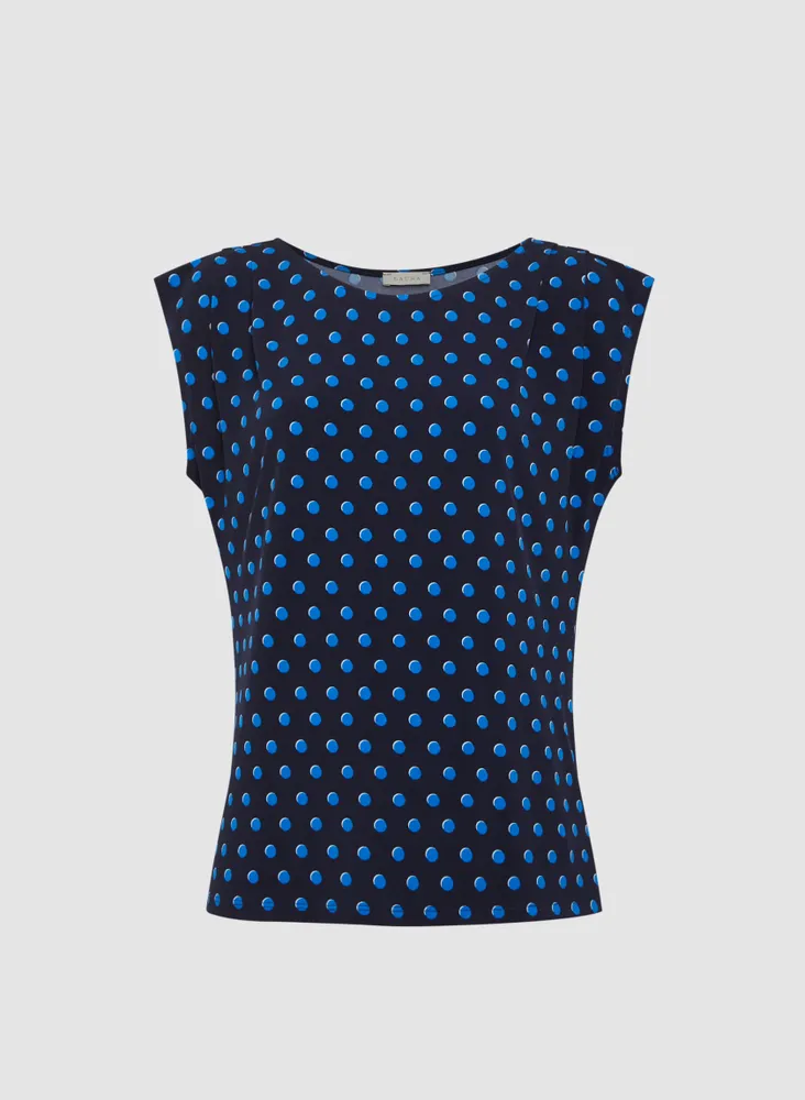 Dot Print Cap Sleeve Top