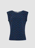 Dot Print Cap Sleeve Top