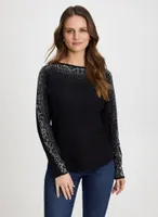 Rhinestone Animal Motif Sweater