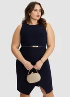 Sleeveless Belted Sheath Dress