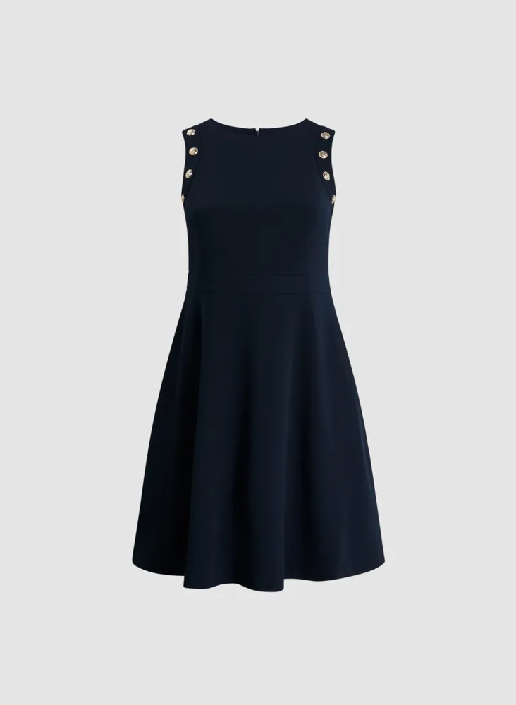 Button Detail Sleeveless Dress