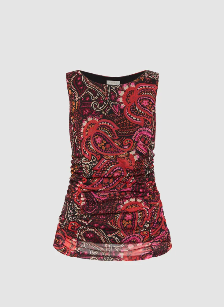 Sleeveless Paisley Print Top