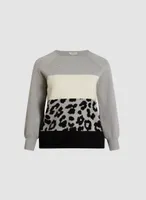 Colour Block Animal Print Sweater
