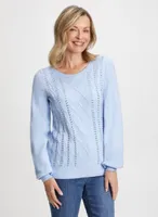 Beaded Cable Knit Motif Sweater