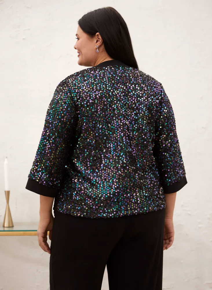 Sequin Open Front Top