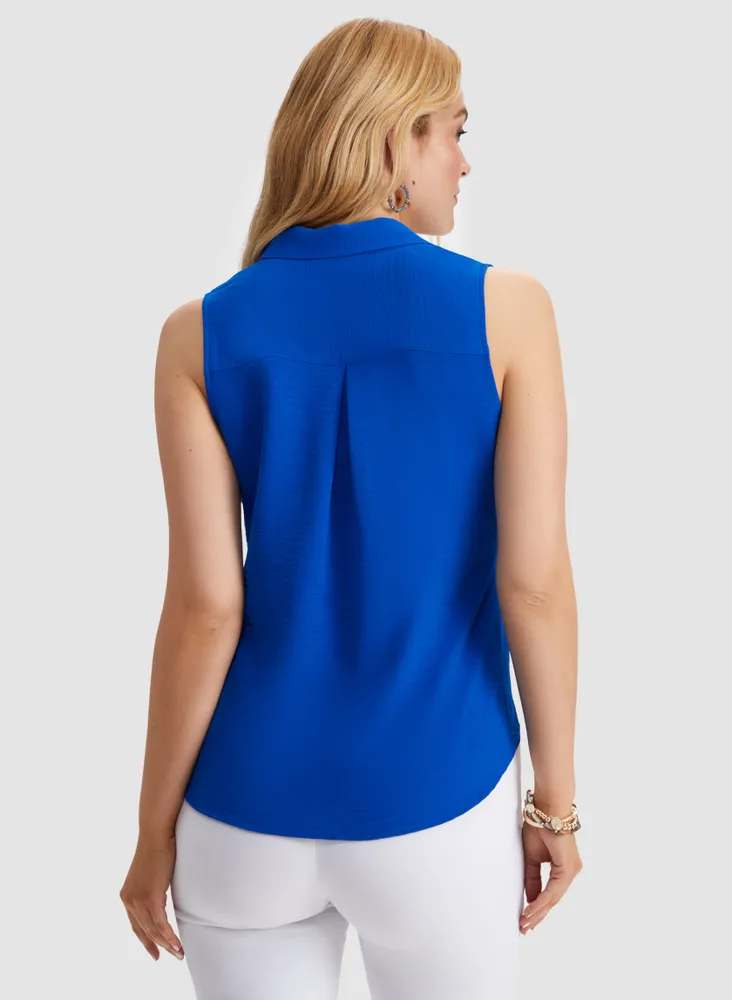 Tie Front Sleeveless Blouse