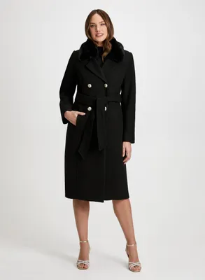 Stretch Wool Blend Trench Coat