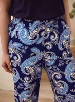 Paisley Print Gaucho Pull-On Pants