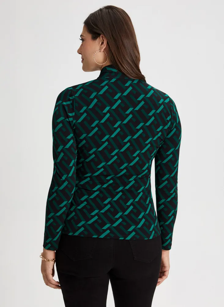 Geometric Print Long Sleeve Top