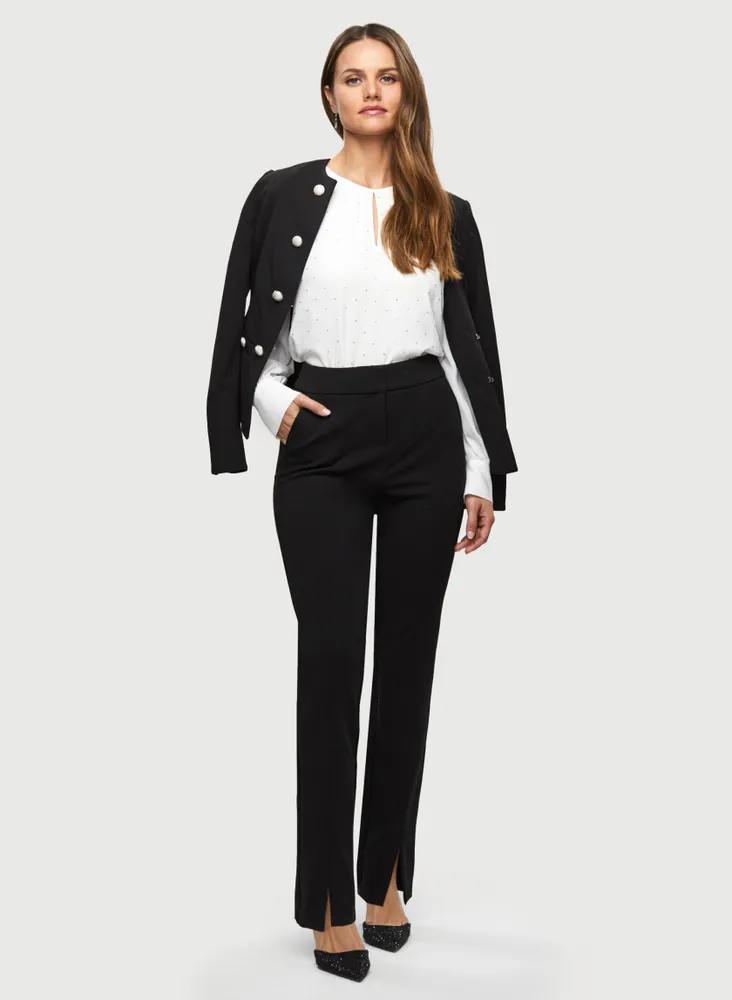 Front Slit Slim Leg Pants