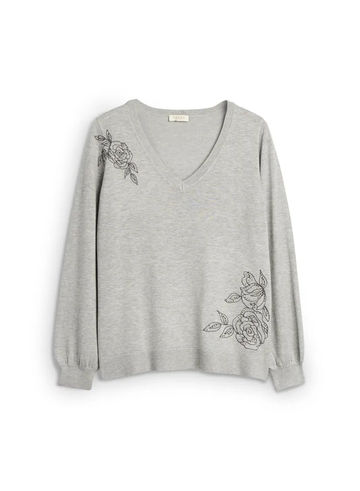 Floral Embroidery Sweater