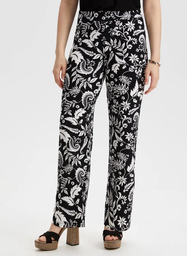 Laura Floral Print Pants - Black