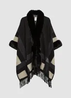 Faux-Fur & Plaid Poncho