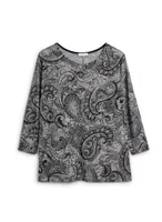 Paisley Print Knit Top