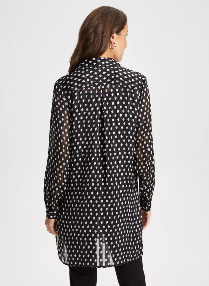 Button Down Dot Motif Tunic