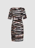 Abstract Print Tiered Dress