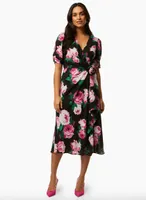 Rose Print Midi Dress