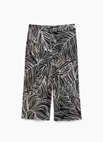 Palm Leaf Print Pull-On Capris