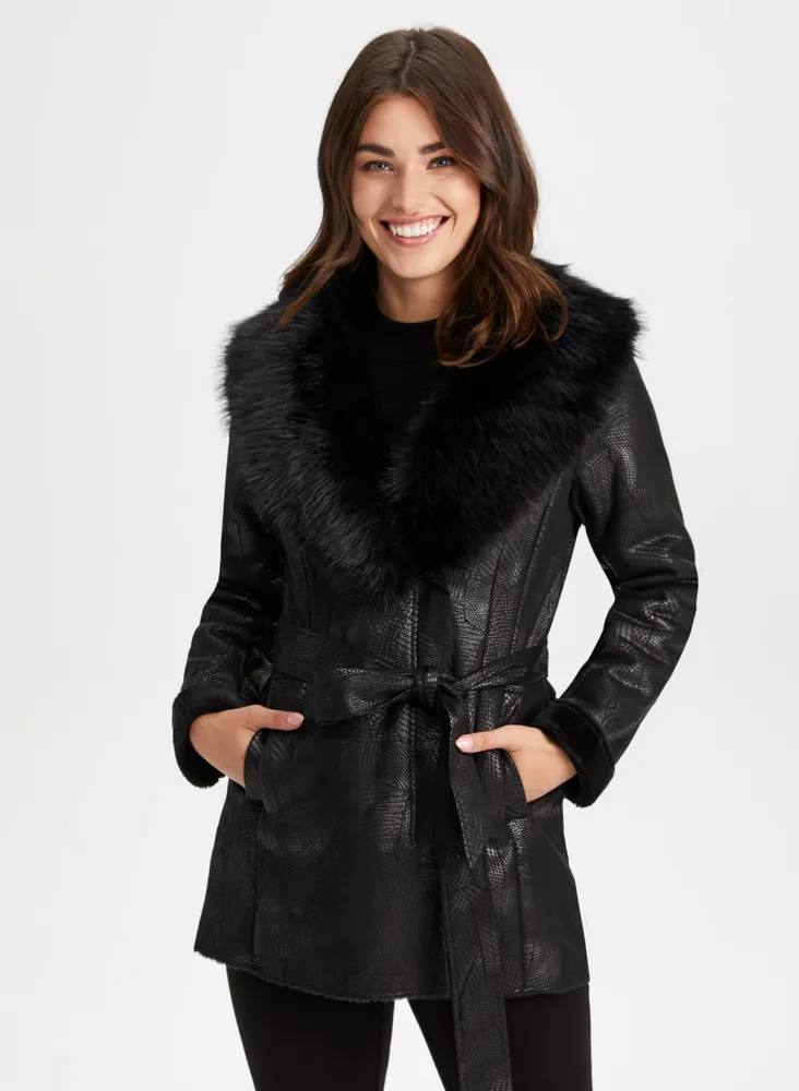 Laura Petites Faux Fur Detail Coat