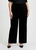 Pull-On Wide Leg Velour Pants