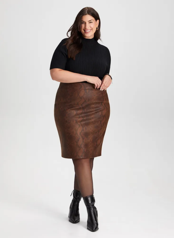 Snakeskin Motif Pencil Skirt