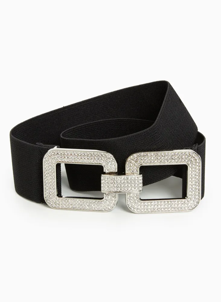 Crystal-Studded Buckle Belt