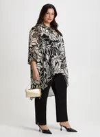 Asymmetric Leaf Print Blouse