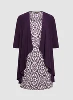 Medallion Print Dress & Cardigan Set