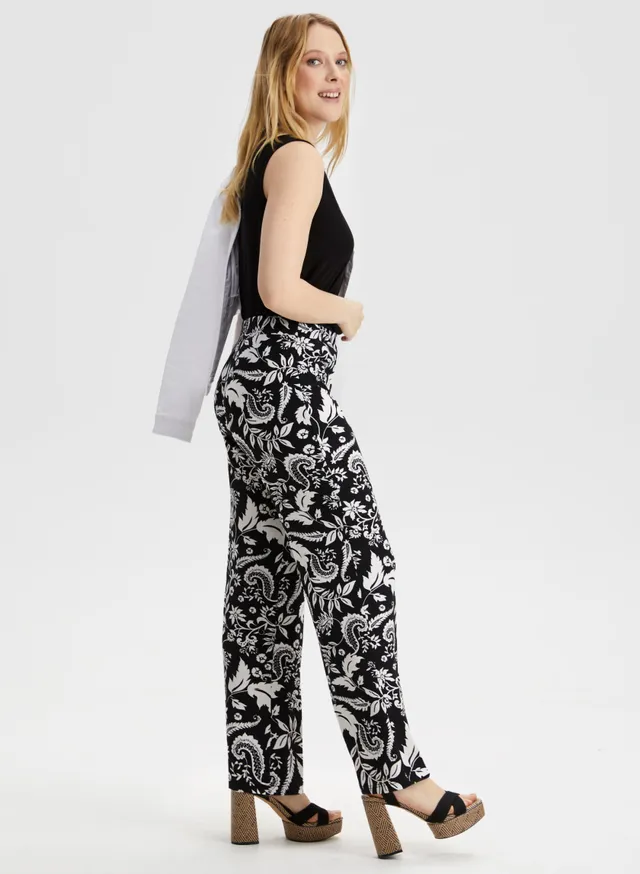 Laura Floral Print Pants - Black