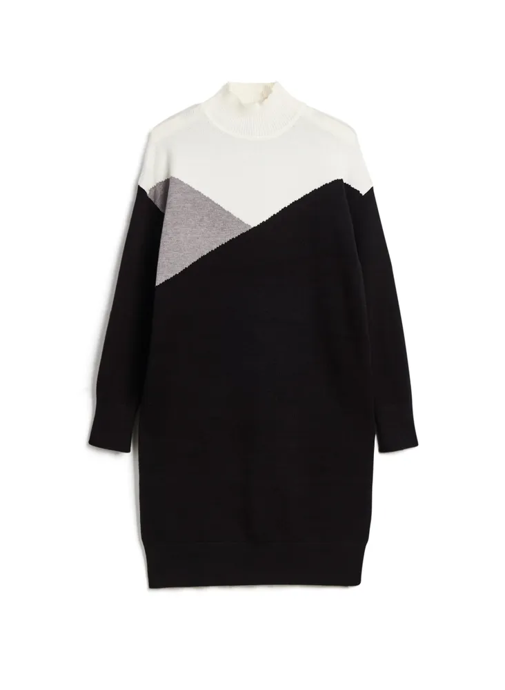 Colour Block Knit Sweater Dress