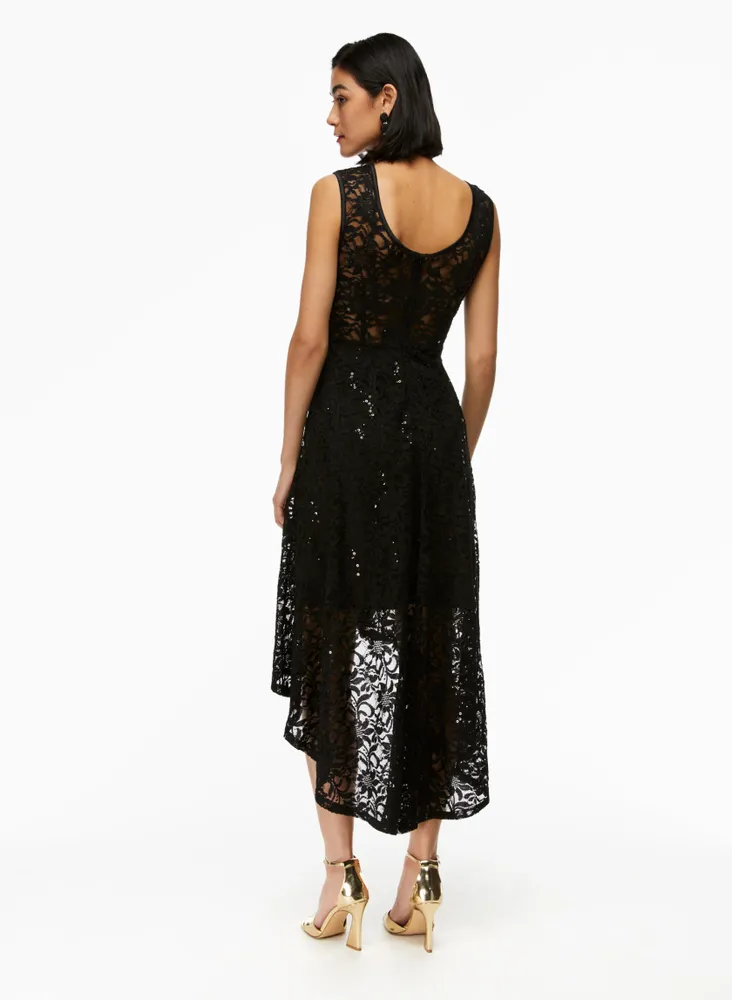 High-Low Lace & Sequin Dress