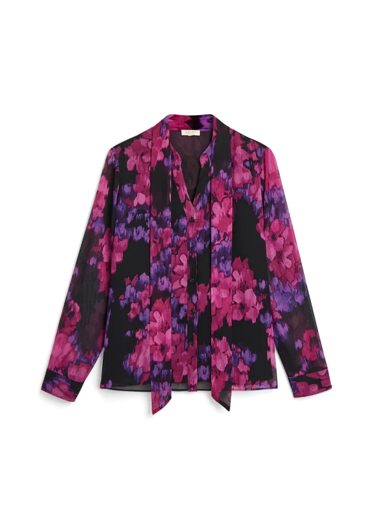 Blurred Floral Print Blouse