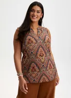 Paisley Print Sleeveless Top