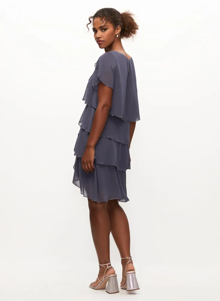 Tiered Ruffle Chiffon Dress