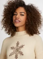 Snowflake Appliqué Knit Sweater