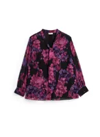 Floral Print Tie Neck Blouse