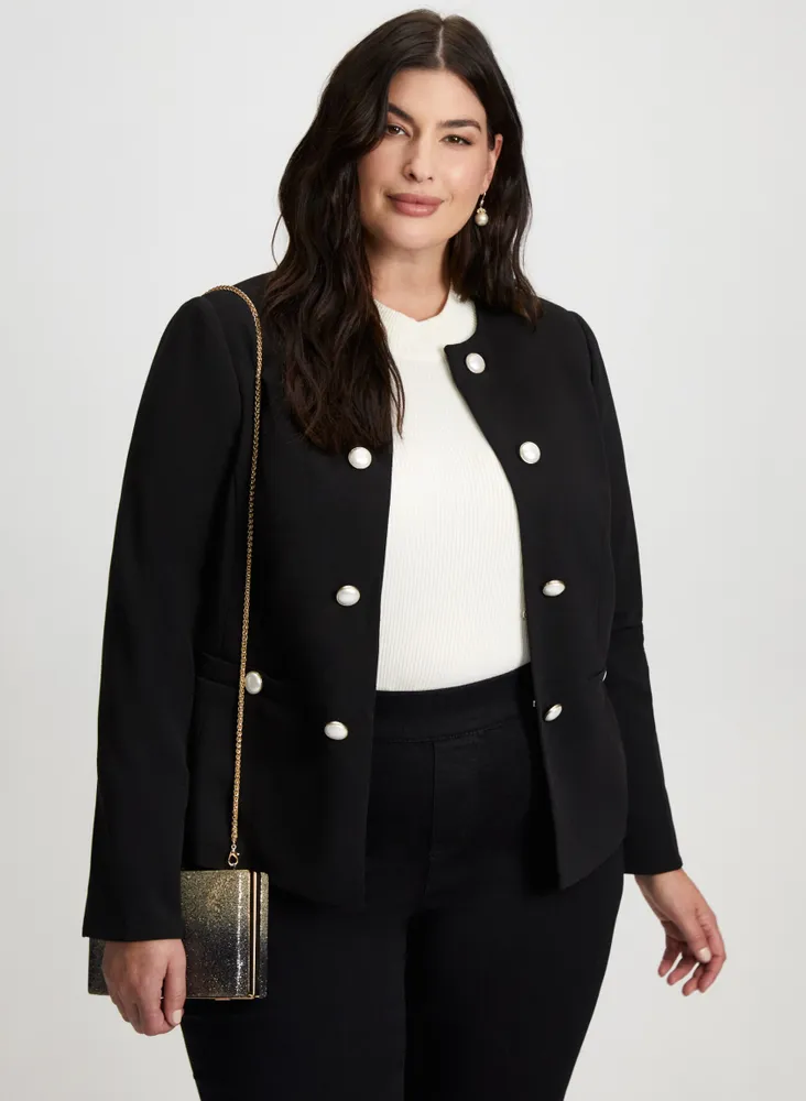 Pearl Detail Button Front Jacket