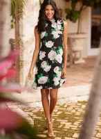 Rose Print Chiffon Dress