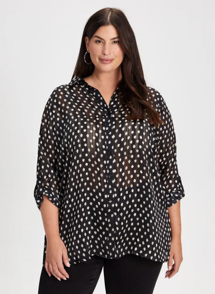 Button Down Dot Motif Tunic