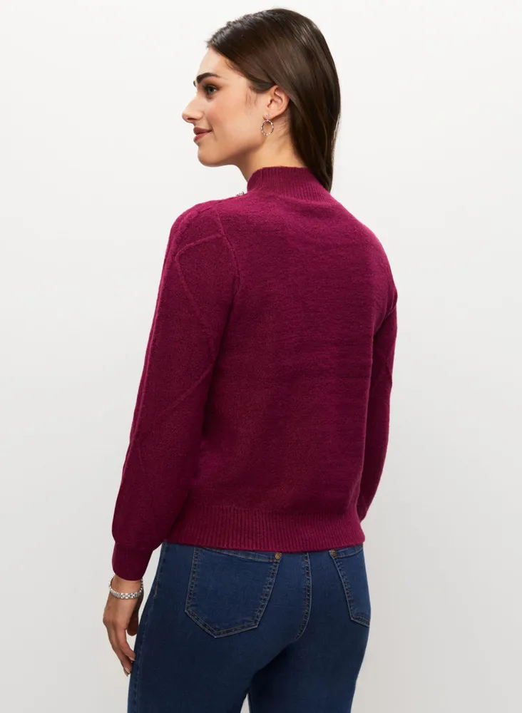Argyle Rhinestone Detail Sweater