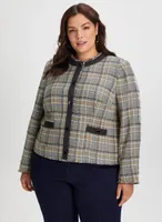 Plaid Contrast Trim Jacket