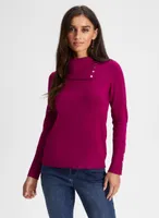 Split Neck Button Detail Sweater