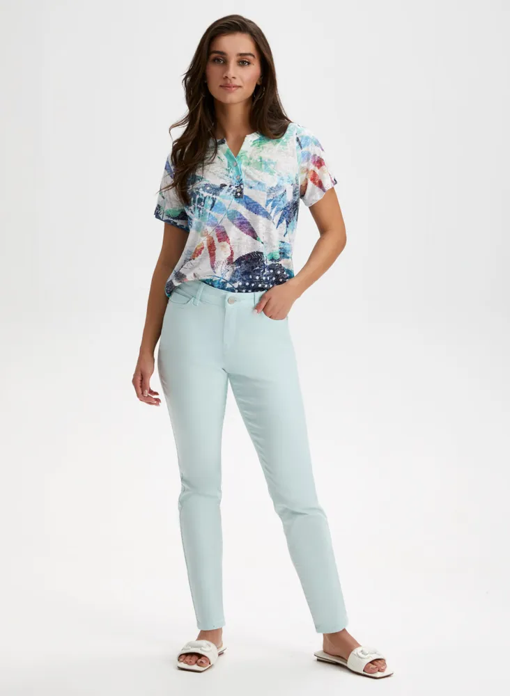 Tropical Print Burnout Tee