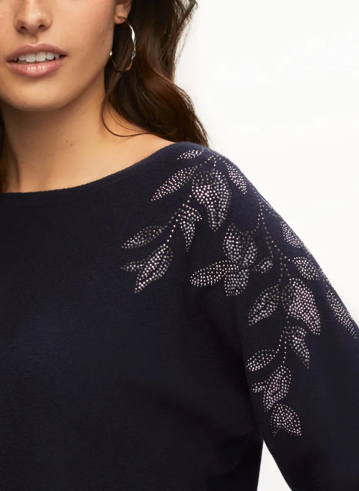 Rhinestone Detail Knit Sweater