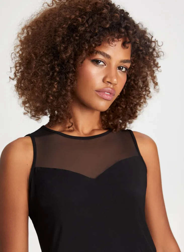 Mesh Yoke Sleeveless Top