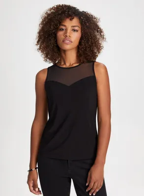 Mesh Yoke Sleeveless Top