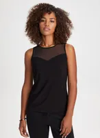 Mesh Yoke Sleeveless Top