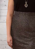Shimmer Pencil Skirt With Elastic Waist
